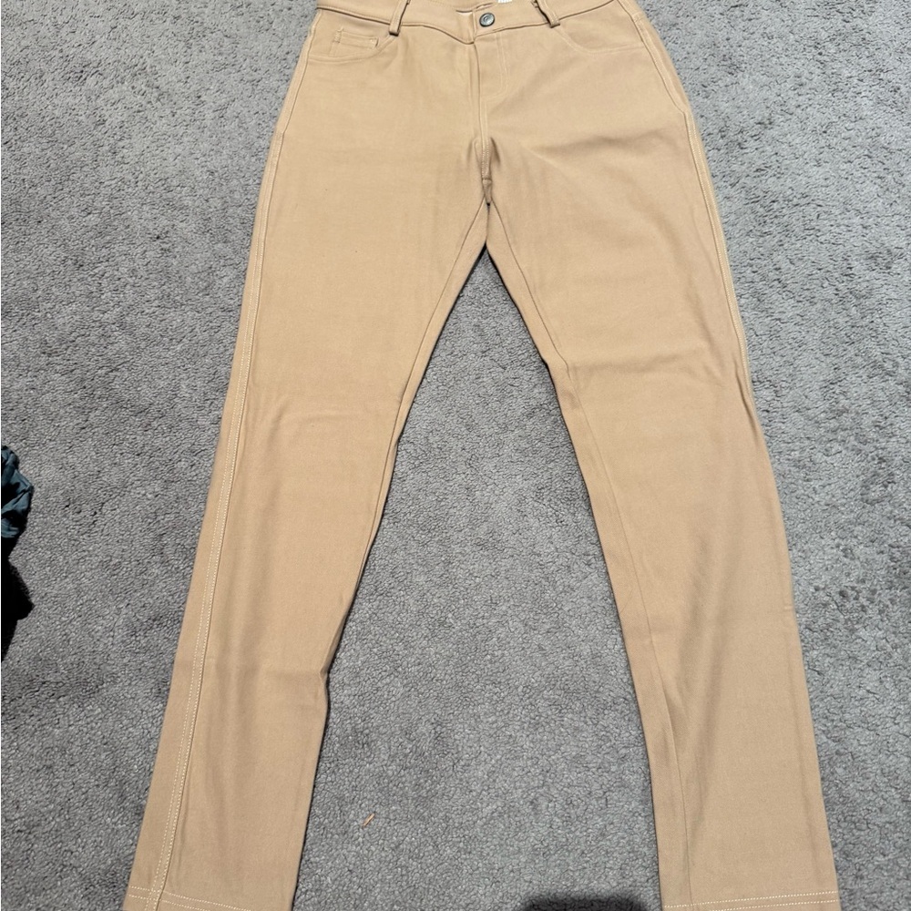Tan Straight-Leg Stretchy Pants - Picture 2 of 3